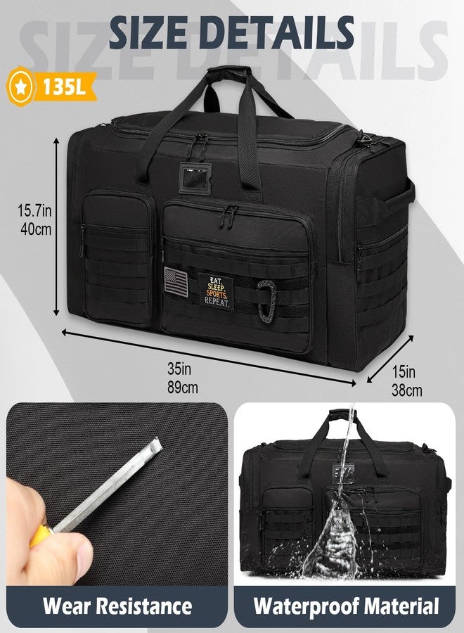 SunForMorning 135L Large Military Tactical Duffle Bag, Travel Weekender Bag for Men Women, Sports Gym Bag with Insulated Pocket & Adjustable Strap, Black - Image 2